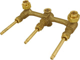 3-handle Tub & Shower Faucet, Satin Nickel Finish, Porcelain Handle, Compression Stems