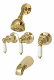Trim Kit for 3-handle Shower Valve porcelain handle, Fit Price Pfister Compression Stem Shower, By Plumb USA