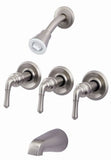 8" Three-handle Tub and Shower Faucets, Satin Nickel Finish, with Washerless Cartridges -By PlumbUSA 34534
