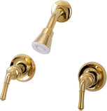 8" 2-Handle Shower Faucet, with Polish Brass Finish Metal Lever Handle, Washerless - Plumb USA 34526