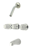 3-handle Tub & Shower Faucet, Without Shower Head. Operated by Compression Stems - By PlumbUSA (Chrome)