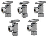 Angle Stop Valve, Supply Valve, 5/8" OD Compression Inlet, 1/2" Slip Joint Outlet (5-Packs) - By Plumb USA