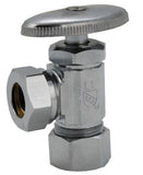 Angle Stop Valve, Supply Valve, 5/8" OD Compression Inlet, 1/2" Slip Joint Outlet (10-Packs) - By Plumb USA