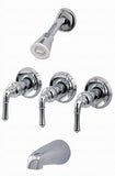 8" Three-handle Tub and Shower Faucets, Chrome Finish - by PlumbUSA