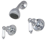 8" Two-handle Shower Only Faucets, Chrome Finish, Washerless, Porcelain Lever Handle By PlumbUSA 34589