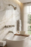 Trim Kit for 3-handle Shower Valve, Fit Price Pfister Compression Stem Showers, Brushed Satin Nickel Finish -By Plumb USA