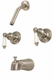 Trim Kit for Delta, Peerless 2-handle Washerless Cartridge Shower Valve, No Shower Head, Brushed Nickel Finish, With Porcelain Lever Handles - By PlumbUSA