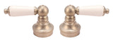 Fit Price Pfister Lever Porcelain Handles, Fit Pfister Compression Stems 12 Spline Connection, with Brush Nickel Trim, 2 Piece Pack - By PlumbUSA