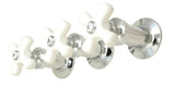 Shower Trim Kit - Porcelain Handles and Metal Flanges (3 Pieces Each) Fits Price Pfister 910-385, Chrome Finish - By Plumb USA