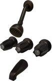 Gerber 87-215 Old Style Shower 3-Handle Trim Kit, for Gerber, Matte Black Finish, With 2.5" Shower Head, 1-Kit - By Plumb USA