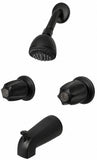 Trim Kit for 2-handle Shower & Tub Valve, Fit Price Pfister Compression Stem Showers, Matte Black Finish, With Metal Verve Handles -By Plumb USA