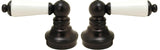 Fit Price Pfister Lever Porcelain Handles, Oil Rubbed Bronzw Finish, Fit Pfister Compression Stems 12 Spline Connection - By PlumbUSA