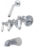 Trim Kit for Delta, Peerless 3-handle Washerless Cartridge Shower Valve, Chrome Plated, No Shower Head With Porcelain Lever Handles and 2 1/2"-face Showerhead - By PlumbUSA