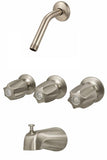 Trim Kit for 3-handle Shower Valve, Fit Price Pfister Compression Stem Showers, Brushed Satin Nickel Finish -By Plumb USA