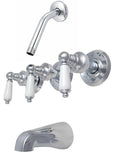 Trim Kit for Delta, Peerless 3-handle Washerless Cartridge Shower Valve, Chrome Plated, With Porcelain Lever Handles No Shower Head - By PlumbUSA