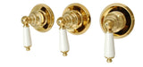 Trim Kit for 3-handle Shower Valve, Fit Delta Washerless Shower, Polish Brass Finish - By PlumbUSA