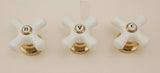 Porcelain 3-Handle Set, Fits Pfister 12-Spline, Polish Brass Finish