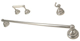 3-Piece Bathroom Hardware Accessory Set with 24" Towel Bar - Chrome Plated