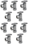 Angle Stop Valve, Supply Valve, 5/8" OD Compression Inlet, 1/2" Slip Joint Outlet (10-Packs) - By Plumb USA