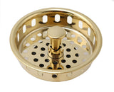 Solid Brass Duo Basket Strainer, for Kitchen Sinks (Polish Brass)
