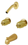 8" Two-way Tub & Shower Valves, Polish Brass Finish, Without Shower Head, Compression Stems, Verve Handles - By PlumbUSA 34200pvd