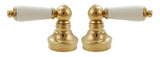 Fit Price Pfister Lever Porcelain Handles, Fit Pfister Compression Stems 12 Spline Connection, with Polish Brass Trim - By PlumbUSA