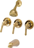 8" Three-handle Tub and Shower Faucets, Polish Brass, Plumb USA 34532