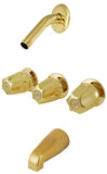 3-handle Tub & Shower Faucet, W. Compression Stems, Without Shower Head - By PlumbUSA (Polish Brass (PVD))