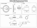 Plumb USA Shower Renovation Trim Kit for Delta RP54870 Series 600 – All-Metal Lever-Loop Handle, Sleeve, Faceplate & Ball Cartridge – Brushed Nickel – Save vs OEM Delta Replacement