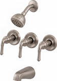 Trim Kit for Delta, Peerless 3-handle Washerless Cartridge Shower Valve, Brushed Nickel Finish, With Metal Lever Handles and 2 1/2"-face Showerhead - By PlumbUSA