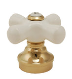 Trim Kit for Delta, Peerless 2-handle Washerless Cartridge Shower Valve, Polish Brass Finish, With Porcelain Cross Handles and 2 1/2"-face Showerhead - By PlumbUSA