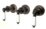 Shower Trim Kit - Porcelain Handles and Flanges (3 Pieces Each) Fits Price Pfister 910-385, Oil Rubbed Bronze Finish - By PlumbUSA