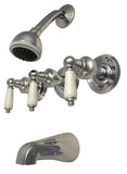 Trim Kit for Delta, Peerless 3-handle Washerless Cartridge Shower Valve, Brushed Nickel Finish, With Porcelain Lever Handles and 2 1/2"-face Showerhead - By PlumbUSA