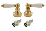 Fit Price Pfister 910-900 Ceramic Disc Cartridge and Polish Brass/Porcelain Handles - By Plumb USA