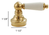 Fit Price Pfister Lever Porcelain Handles, Fit Pfister Compression Stems 12 Spline Connection, with Polish Brass Trim - By PlumbUSA