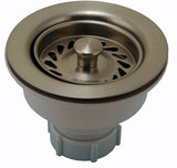 Kitchen Sink Strainer, Double Cup Basket Strainer, Satin Nickel Finish- By PlumbUSA