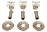 Trim Kit for 3-handle Shower Valve, Fit Delta Washerless Shower, Satin Nickel Finish, with Porcelain Cross Handles -By Plumb USA