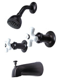 Two-handle Tub & Shower Faucet, Oil Rubbed Bronze Finish, Porcelain Handle, Compression Stems - By Plumb USA