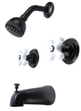 Trim Kit for Delta, Peerless 2-handle Washerless Cartridge Shower Valve, Oil Rubbed Bronze Finish, With Porcelain Cross Handles and 2 1/2"-face Showerhead - By PlumbUSA