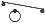 Plumb USA Bathroom Accessories, 24" Towel Bar and Towel Ring, Oil Rubbed Bronze Finish 64924X2AC