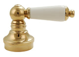 Trim Kit for Delta, Peerless 2-handle Washerless Cartridge Shower Valve, Polish Brass Finish, With Porcelain Lever Handles and 2 1/2"-face Showerhead - By PlumbUSA