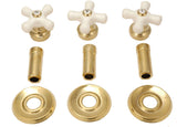 Shower Trim Kit. Fits 3-handle Shower Valve, Fits Delta Washerless Shower, Polish Brass Finish, with Porcelain Cross Handles -By Plumb USA