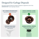 Sinkology SinkSense Kitchen Sink Disposal Flange with Stopper, Antique Copper, Solid Brass, Fits Standard 3.5 Inch Drain, Garbage Disposal Compatible