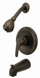 Single-handle Shower Faucet with Pressure Balance Control, Oil Rubbed Bronze Finish, Managed by Ceramic Disc Cartridges, With Integral Stops, 1/2" Male IPS Connection - By Plumb USA