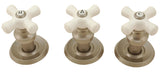 Trim Kit for 3-handle Shower Valve, Fit Delta Washerless Shower, Satin Nickel Finish, with Porcelain Cross Handles -By Plumb USA
