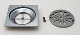 Stainless Steel Floor Drain, 3 1/2" Tile-Square, with Vent-Off Switch - by PlumbUSA