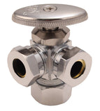3-way Angle Supply Valve, 1/2" Comp X 1/2" Slip Joint X 1/2" Slip Joint 40356