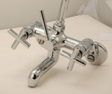 Clawfoot Tub Shower Faucet or Add-on Shower & Bathcock, Brass in Chrome Finish