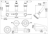 8" Three-handle Tub and Shower Faucets, Satin Nickel Finish, with Washerless Cartridges -By PlumbUSA 34534