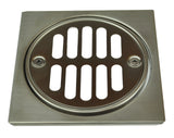 Plumb USA Floor Drain, Brass-Built, Tile-Square, Satin Nickel Finish